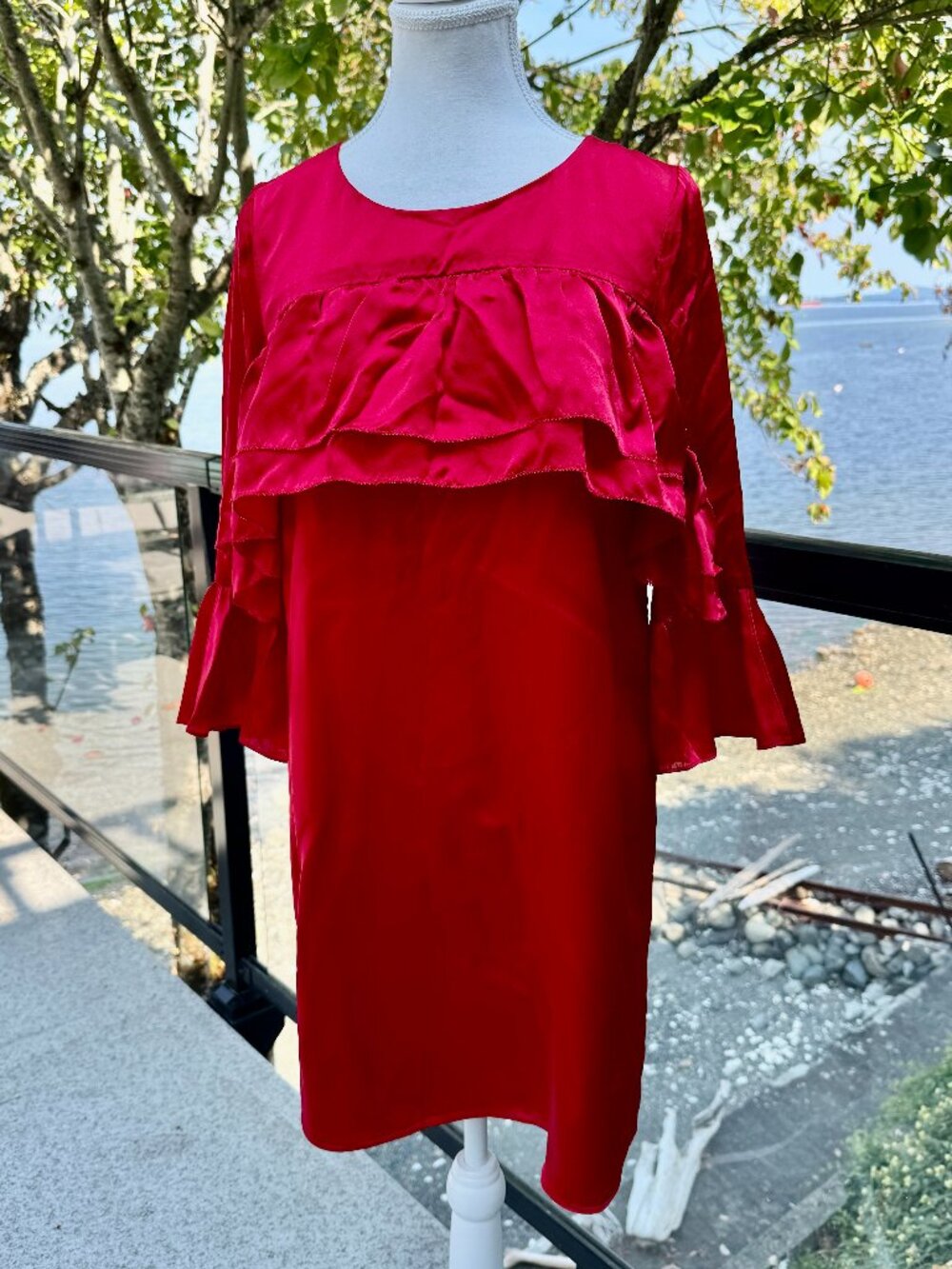 Massimo Dutti 100% Mulberry Silk Red Mini Dress EU 38 US 6